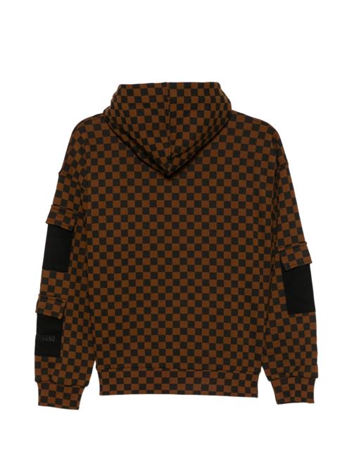 Felpa bambino Sprayground nera check con cappuccio e stampa shark Sprayground kids | SPY1493GX